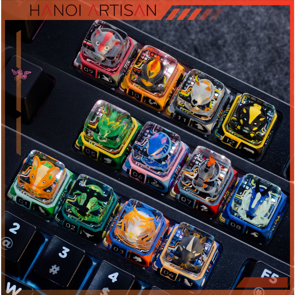 Combo 12 con giáp (Tiết kiệm 20% so với mua lẻ) . keycap resin artisan ...