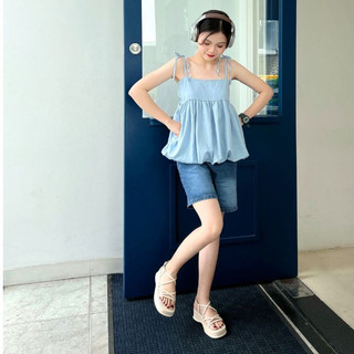 [Erosska] - Giày sandal nữ đế xuồng phối dây quai mảnh thiết kế basic màu nude cao 6cm - SB014.
