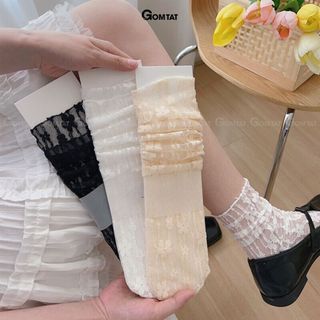 Vớ ren cổ cao nữ GOMTAT, chất liệu sợi poly mềm mịn, hút ẩm thoáng khí, khử mùi êm chân - SUX-2502