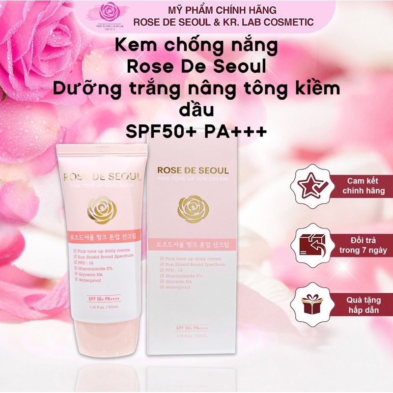 Kem chống nắng rose de seoul pink tone up sun cream 50ml – hạn 2028 Hàn Quốc  IS334