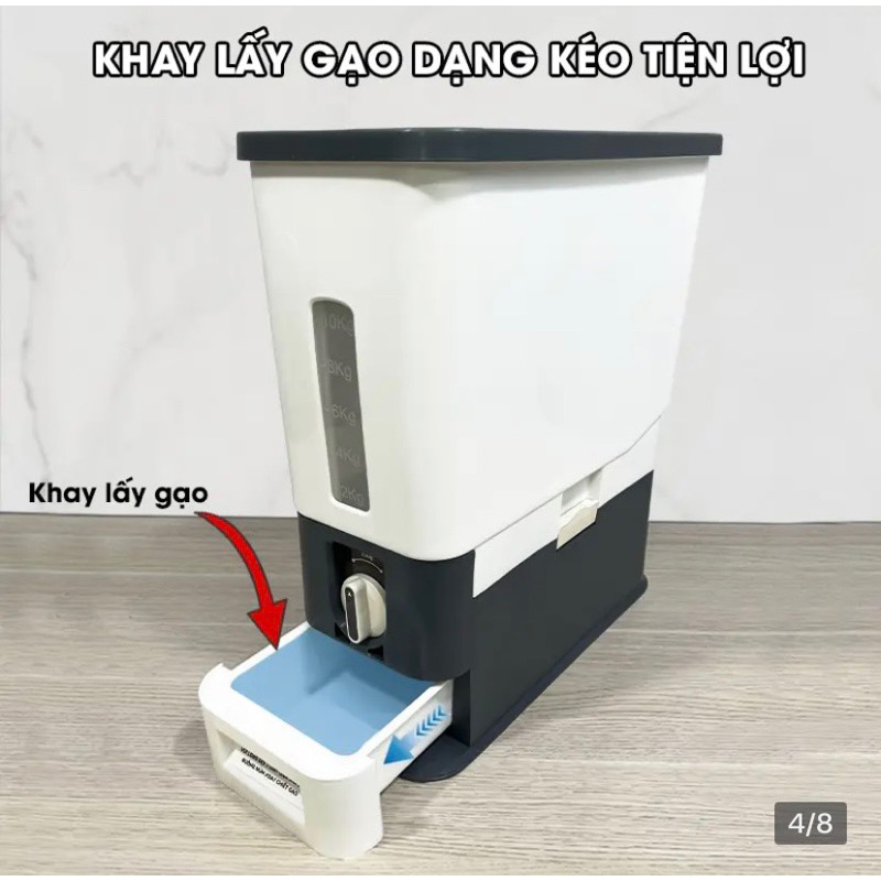(TẶNG KHAY ĐÁ )Thùng đựng gạo thông minh dung tích 16kg Vinasu