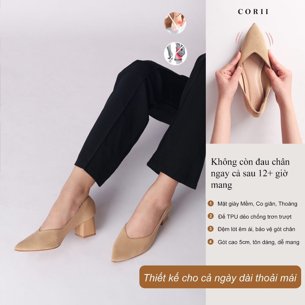 CORII - Giày Bít Cao Gót Mũi Nhọn The Glamour 2.0 Thời Trang và Thoải Mái Nhất - CR04GM2 Kem Da