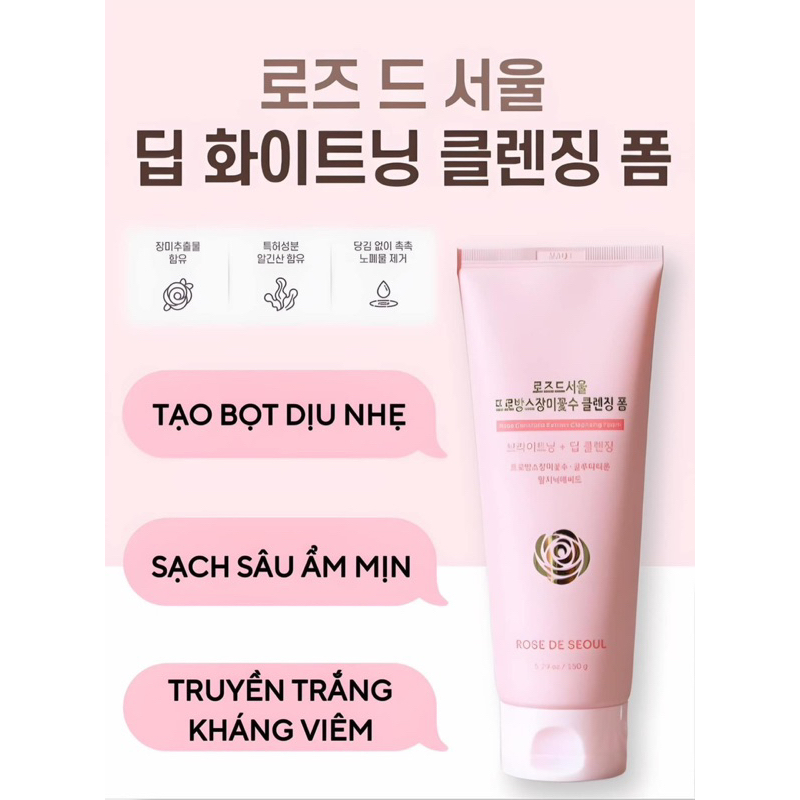 Combo kem chống nắng rose de seoul và sữa rửa mặt rose de seoul date 2028 IS344