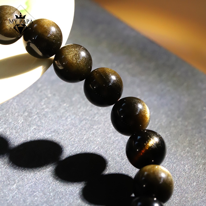 Ảnh Vòng Tay Đá Obsidian Mắt Mèo Đen MYPAPA-Dũng Cảm Lý Trí 1