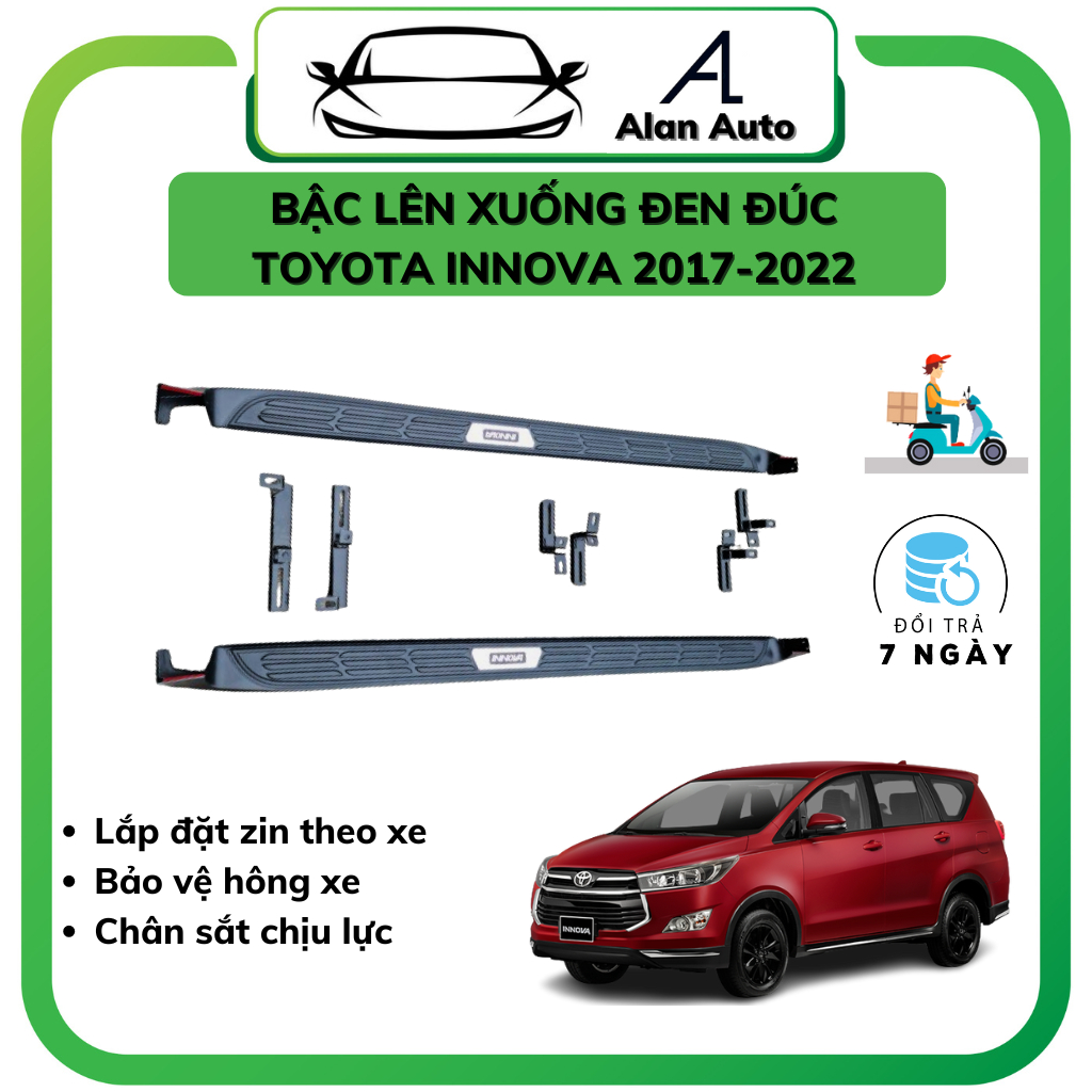 Bậc lên xuống xe Toyota Innova 2017-2026, Bệ bước chân mẫu đen đúc . Chắc chắn bền bỉ