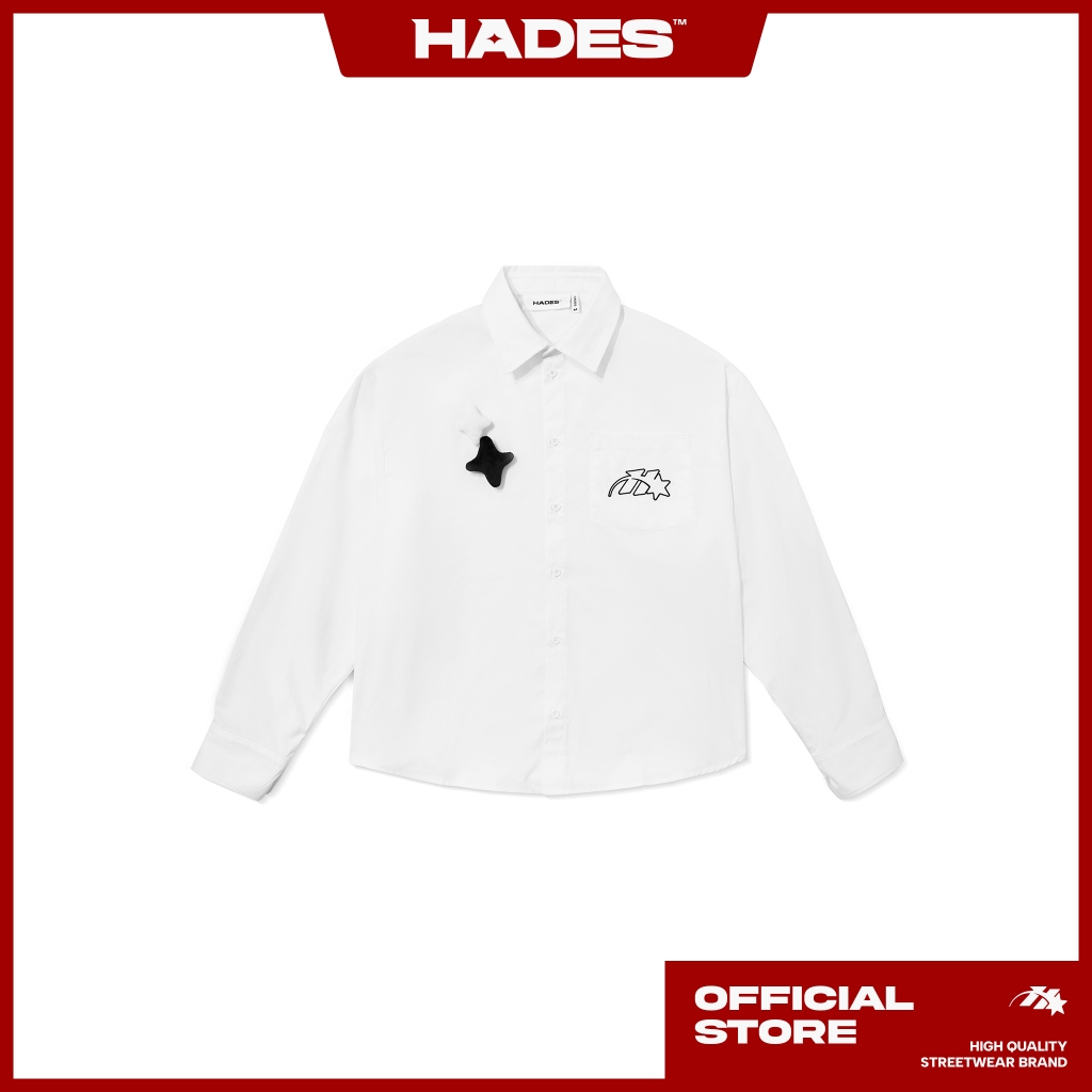 Ảnh ÁO SƠ MI TAY DÀI UNISEX HADES WHITE ASTRAL SHIRT COTTON - HADES BRAND CHÍNH HÃNG 1