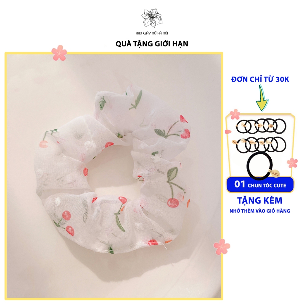 Scrunchies cột tóc, buộc tóc họa tiết hoa nhí dễ thương