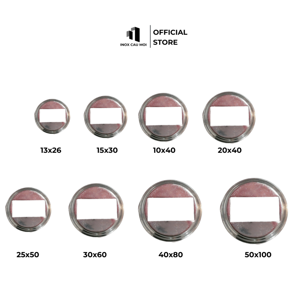 Chân đế 304 - kích thước 50x100 chân chụp inox, chụp đế inox, chụp chân inox