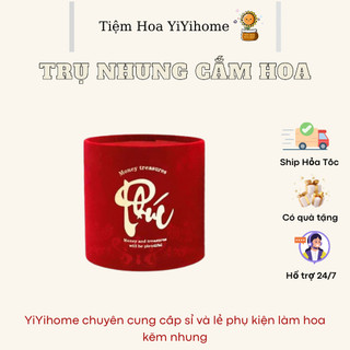 TRỤ NHUNG CẮM HOA TẾT KẼM NHUNG