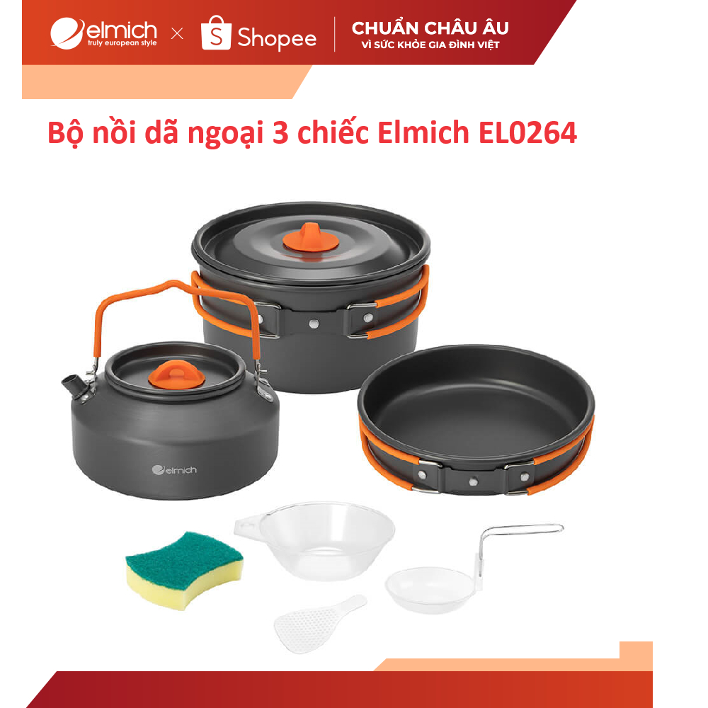 Bộ nồi dã ngoại 3 món Elmich EL0264 ( 8 chi tiết )
