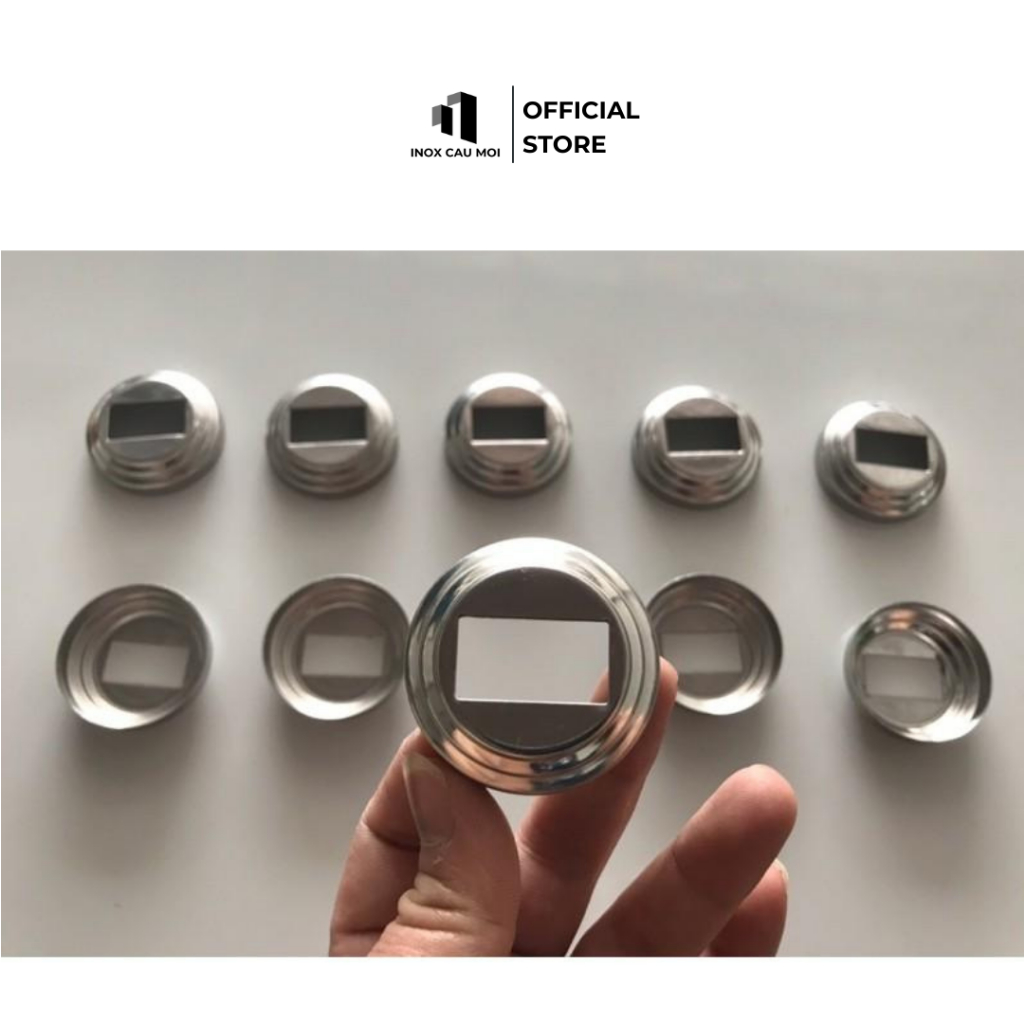 Chân đế 304 - kích thước 50x100 chân chụp inox, chụp đế inox, chụp chân inox