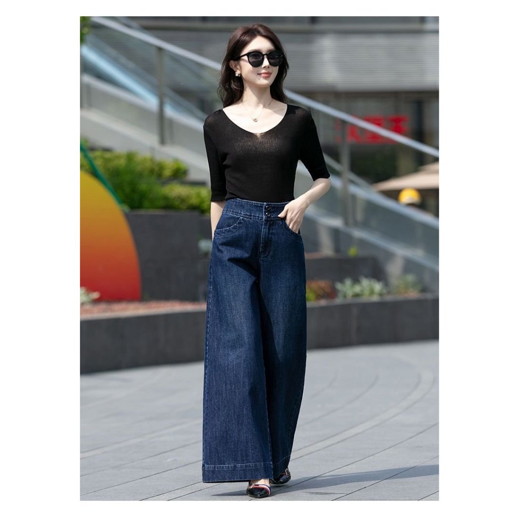 Quần Jeans nữ JENI 1165 quần Jeans ống xuông cạp cao trơn màu thanh lịch sang trọng
