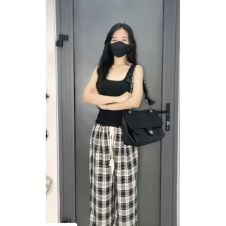 Quần Kẻ Caro Ống Rộng Nam Nữ Có Đủ Size Dáng Rộng Ống Suông Cạp Chun