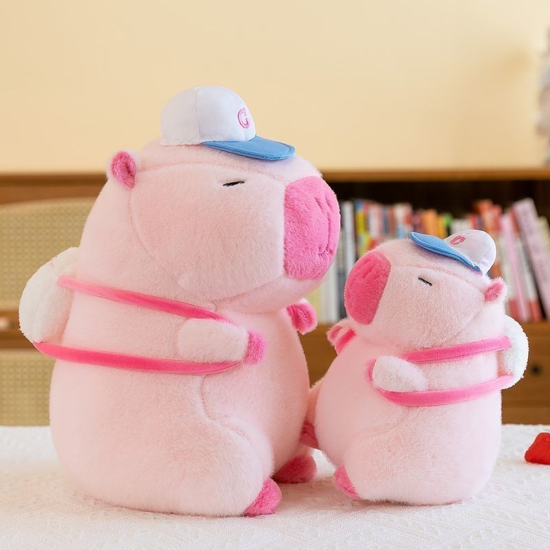 Gấu Bông Capybara Thú Bông Chuột Lang Hồng Đội Mũ Bóng Chày - G136 - Babi mama