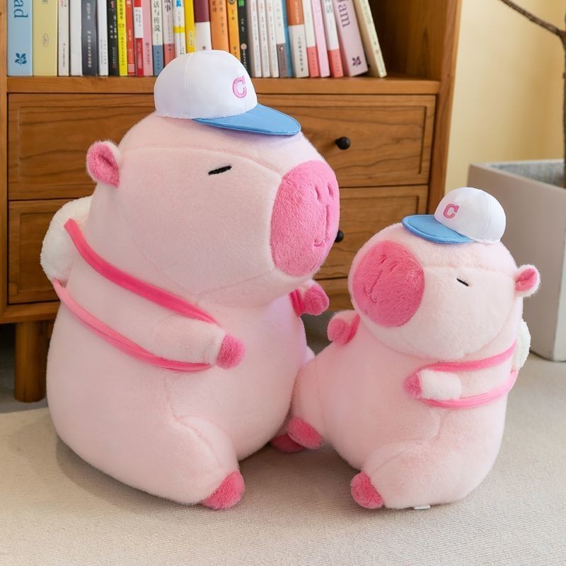 Gấu Bông Capybara Thú Bông Chuột Lang Hồng Đội Mũ Bóng Chày - G136 - Babi mama