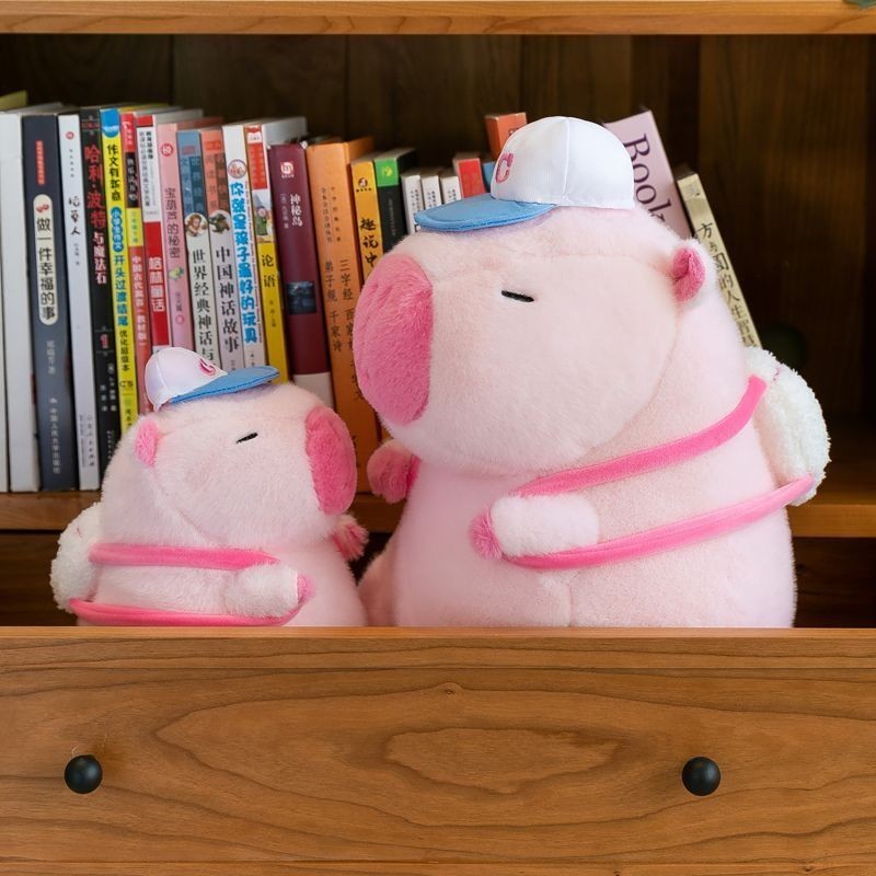 Gấu Bông Capybara Thú Bông Chuột Lang Hồng Đội Mũ Bóng Chày - G136 - Babi mama