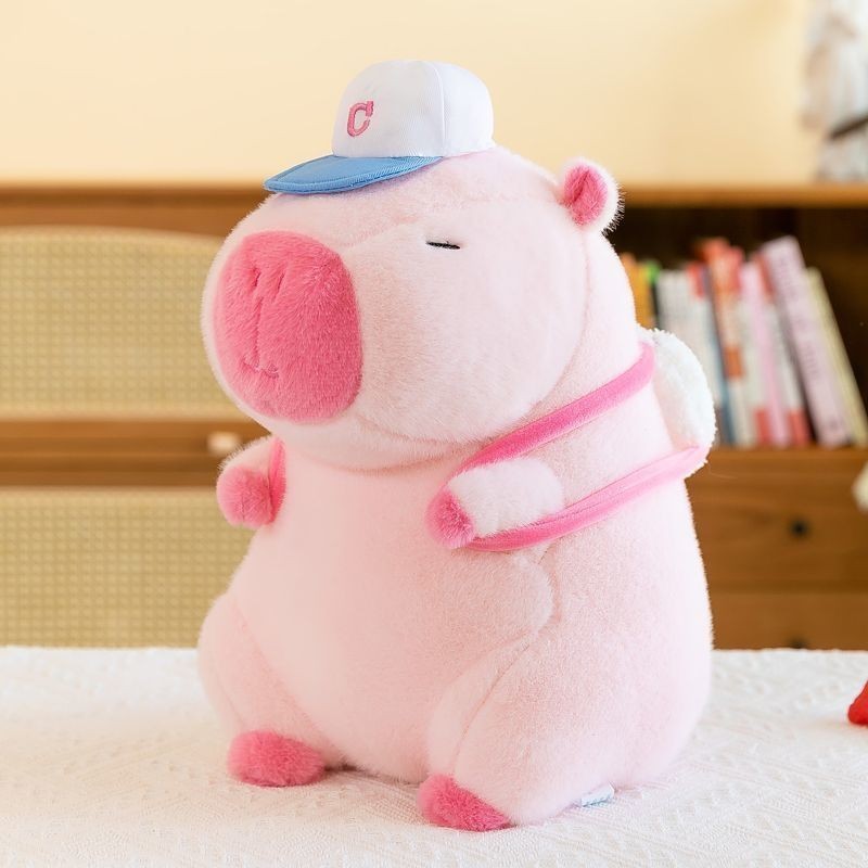 Gấu Bông Capybara Thú Bông Chuột Lang Hồng Đội Mũ Bóng Chày - G136 - Babi mama