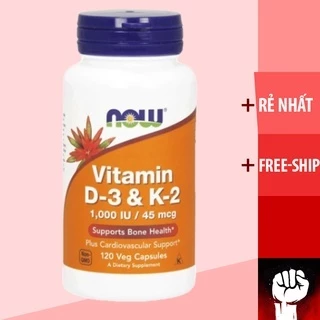 VITAMIN D3 K2 | Now Vitamin D3 K2 1,000 IU 45 mcg [120 Viên] - Tăng Miễn Dịch - Chính Hãng Muscle Fitness