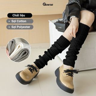 [BEST SELLER] Tất ống chân dệt kim GOMTAT phong cách lolita, vớ nhún ống chân y2k chất liệu mềm mịn, co giãn - AJ-2501