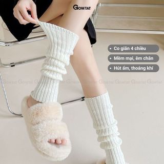 [BEST SELLER] Tất ống chân dệt kim GOMTAT phong cách lolita, vớ nhún ống chân y2k chất liệu mềm mịn, co giãn - AJ-2501