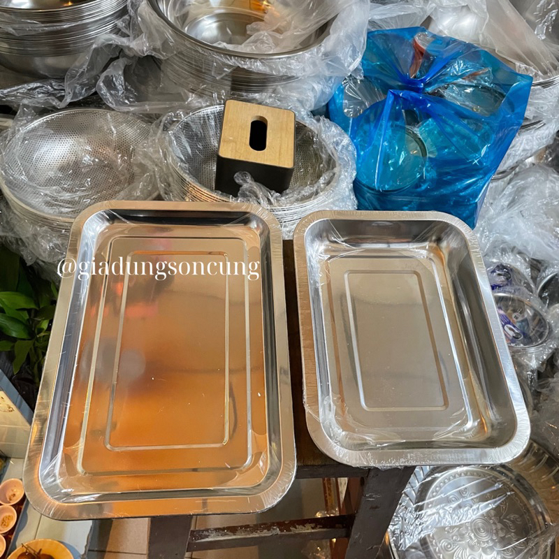Mâm chữ nhật inox nhỏ, khay inox nhỏ | Shopee Việt Nam