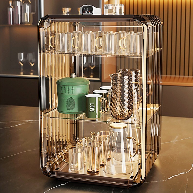 YTC- Kệ Đựng Ly Cốc, Bình Sữa, Tủ Đựng Mỹ Phẩm Để Bàn Bằng Acrylic Trong Suốt Chống Bụi sang trọng