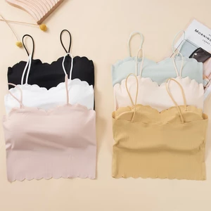 Áo Bra 2 Dây Hở Lưng SỢI BÚN VIỀN SÓNG kẻ sọc chất su Không Gọng, Dây Mút Đệm Liền Nâng Ngực Quyến Rũ A37