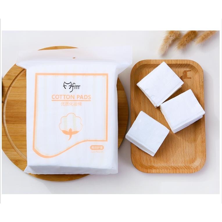 Bông tẩy trang 200 miếng cotton pads 3 lớp mềm mịn nội địa trung túi khóa zip tiện lợi