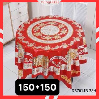 KHĂN TRẢI BÀN TRÒN 3D MÀU ĐỎ SANG TRỌNG KHÔNG THẤM DẦU MỠ Z78