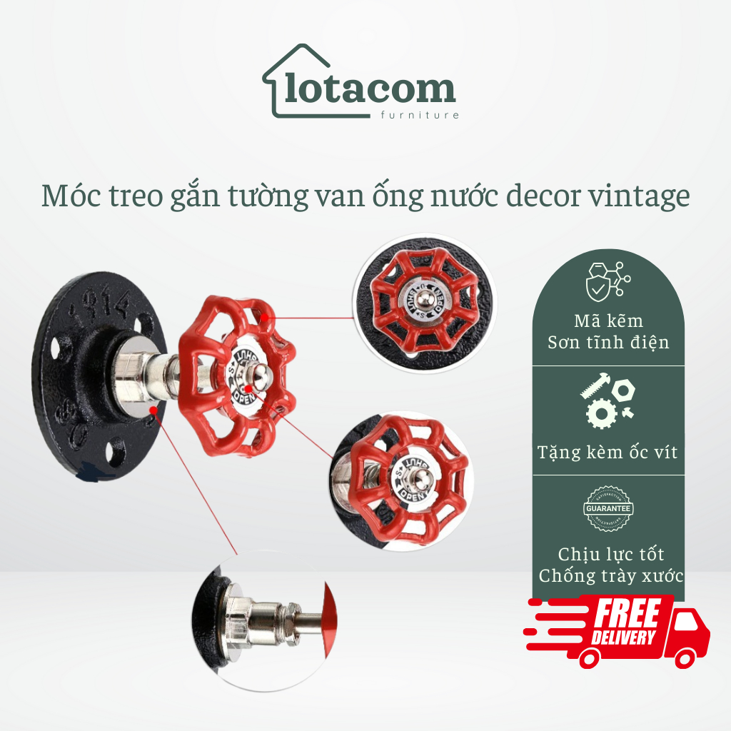 Móc treo gắn tường móc vén rèm cửa van ống nước phi 27 chịu lực decor ...