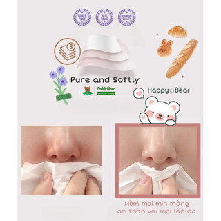 Giấy Rút Lụa Trắng HAPPY BEAR Ultra Soft 3 Lớp , Softness 4 Lớp Chất Dai Mặt Lụa Mềm Mại Mịn Màng Dịu Êm