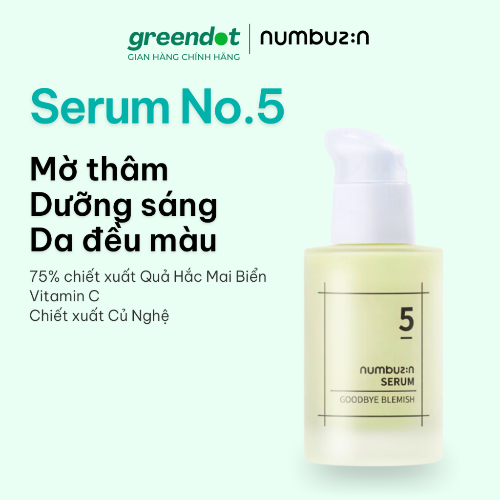 Tinh chất dưỡng da Numbuzin No.5 Goodbye Blemish Serum 50ml | Shopee ...