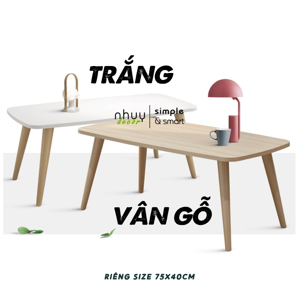 Bàn học bàn làm việc gấp gọn chữ nhật ngồi bệt sofa ghế xoay nhiều size lựa chọn, mặt bàn bo góc an toàn NHUYDECOR