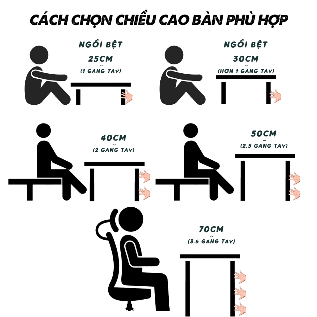 Bàn học bàn làm việc gấp gọn chữ nhật ngồi bệt sofa ghế xoay nhiều size lựa chọn, mặt bàn bo góc an toàn NHUYDECOR