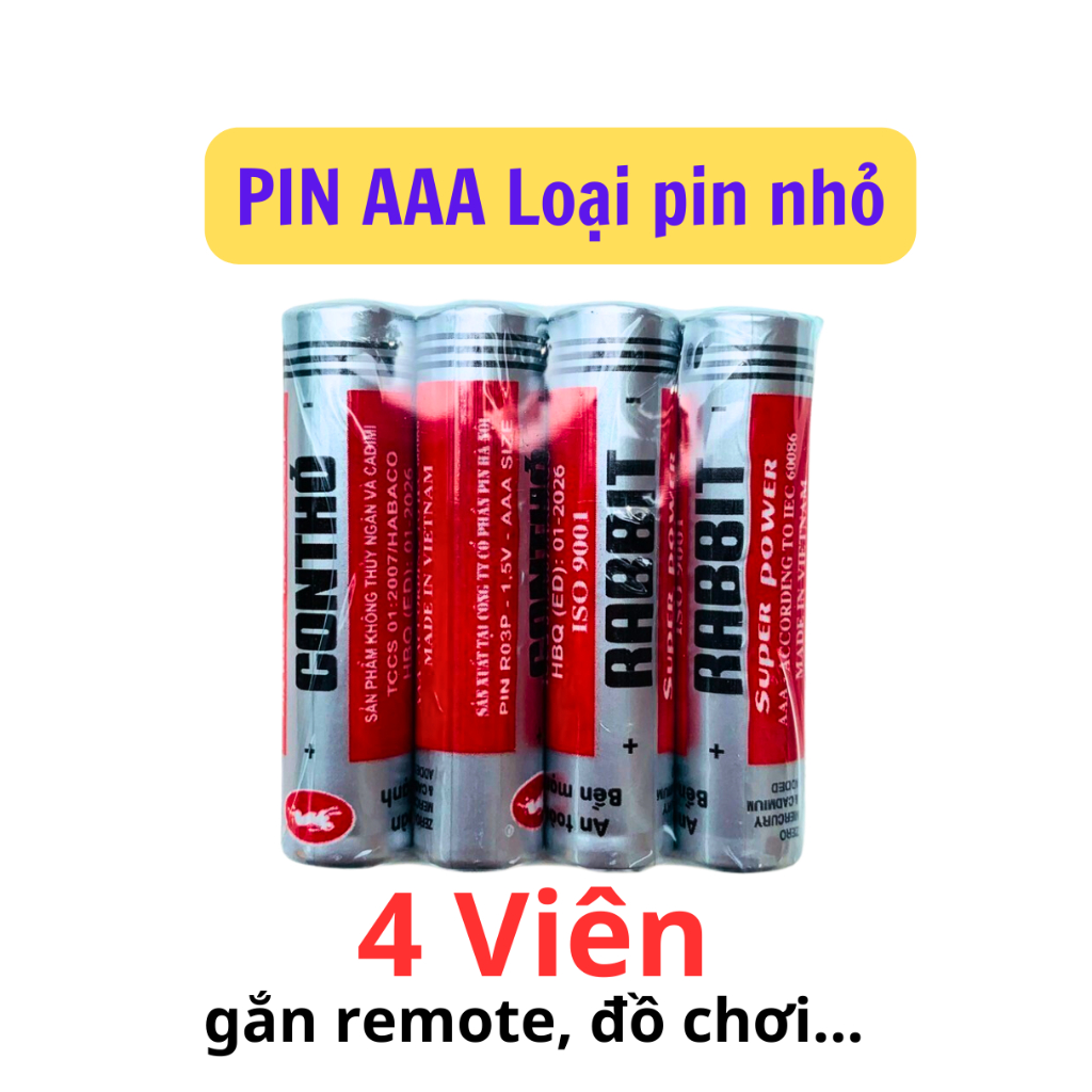 Pin AAA CON THỎ 1.5v, Pin 3A dùng cho remote, đồ chơi trẻ em | Shopee ...