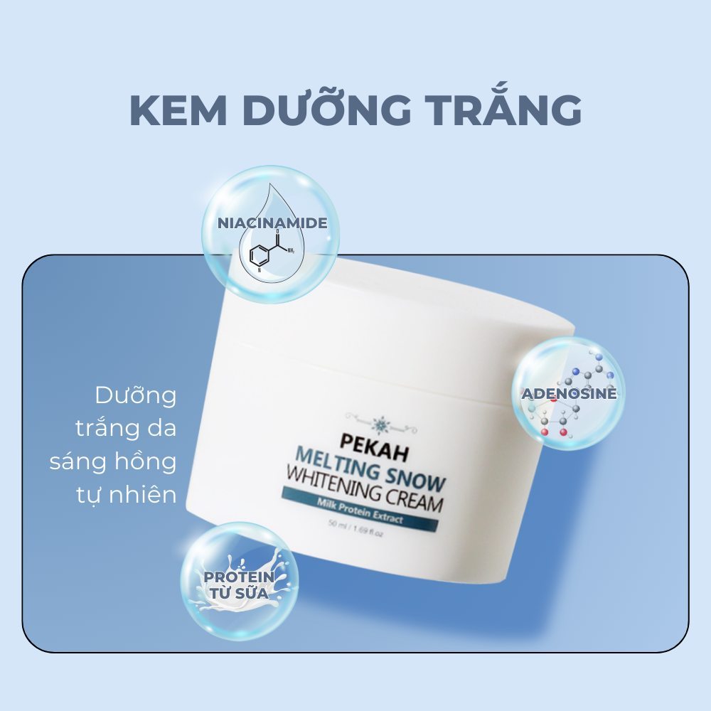 Ảnh Kem Nâng Tone Dưỡng Trắng Làm Đều Màu Da PEKAH Melting Snow Whitening Cream 50ml 4