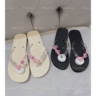 Dép tông xỏ ngón nữ NGATODER gắn charm tim sang chảnh chuẩn qc túi zip xịn xò