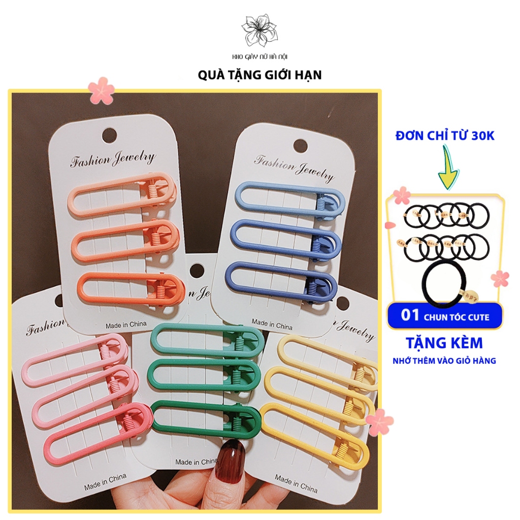 Set 3 Kẹp Tóc Màu Sắc Kẹo Ngọt Phong Cách Hàn Quốc hottrend