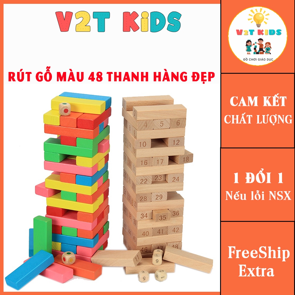 Bộ đồ chơi rút gỗ 48 thanh