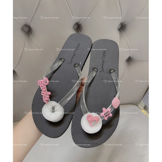 Dép tông xỏ ngón nữ NGATODER gắn charm tim sang chảnh chuẩn qc túi zip xịn xò