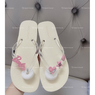 Dép tông xỏ ngón nữ NGATODER gắn charm tim sang chảnh chuẩn qc túi zip xịn xò