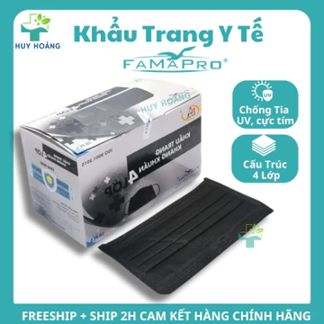 [Deal 50 Cái] Khẩu trang Famapro 4 lớp giấy kháng khuẩn, khẩu trang y tế chống nắng và lọc bụi mịn