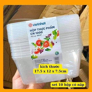Hộp thực phẩm chữ nhật có nắp  dung tích 1000 ml bảo quản thức ăn, đồ đông lạnh an toàn tiện lợi dùng được trong lò vi s