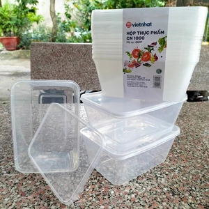 Hộp thực phẩm chữ nhật có nắp dung tích 1000 ml bảo quản thức ăn, đồ đông lạnh an toàn tiện lợi dùng được trong lò vi s