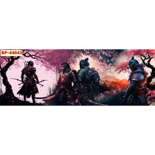 Tranh Nhật Bản Samurai AI mới dán tường Lụa kim sa tặng kèm keo và dụng cụ dán
