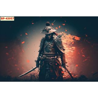 Tranh Nhật Bản Samurai AI mới dán tường Lụa kim sa tặng kèm keo và dụng cụ dán