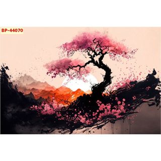 Tranh Nhật Bản Samurai AI mới dán tường Lụa kim sa tặng kèm keo và dụng cụ dán