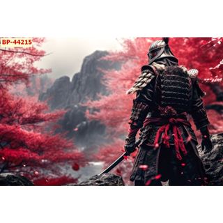Tranh Nhật Bản Samurai AI mới dán tường Lụa kim sa tặng kèm keo và dụng cụ dán