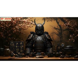 Tranh Nhật Bản Samurai AI mới dán tường Lụa kim sa tặng kèm keo và dụng cụ dán