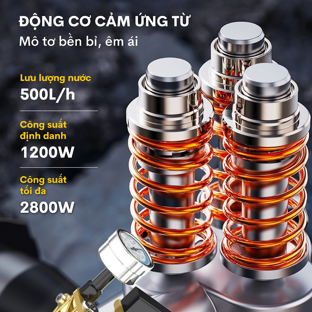 Máy Xịt Rửa Xe cao áp, máy phun xịt rửa điều chỉnh bơm tăng áp lực nước chống giật